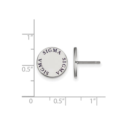 Sterlingsilber Rhodiniert Logoart Sigma Sorority Text Farbe Emaille Ohrstecker