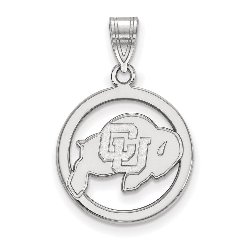 Sterlingsilber Rhodiniert Logoart University Of Colorado Buffalo Mittel Kreis Anhänger