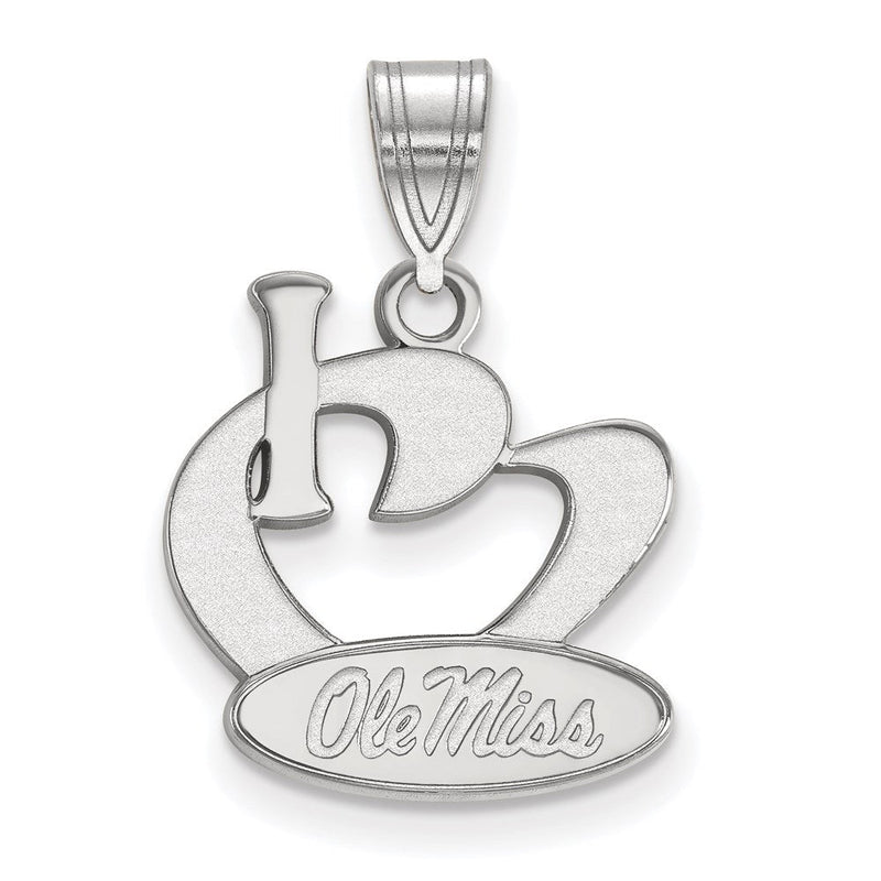 Sterlingsilber Rhodiniert Logoart University Of Mississippi Groß I Herz Ole Miss Anhänger