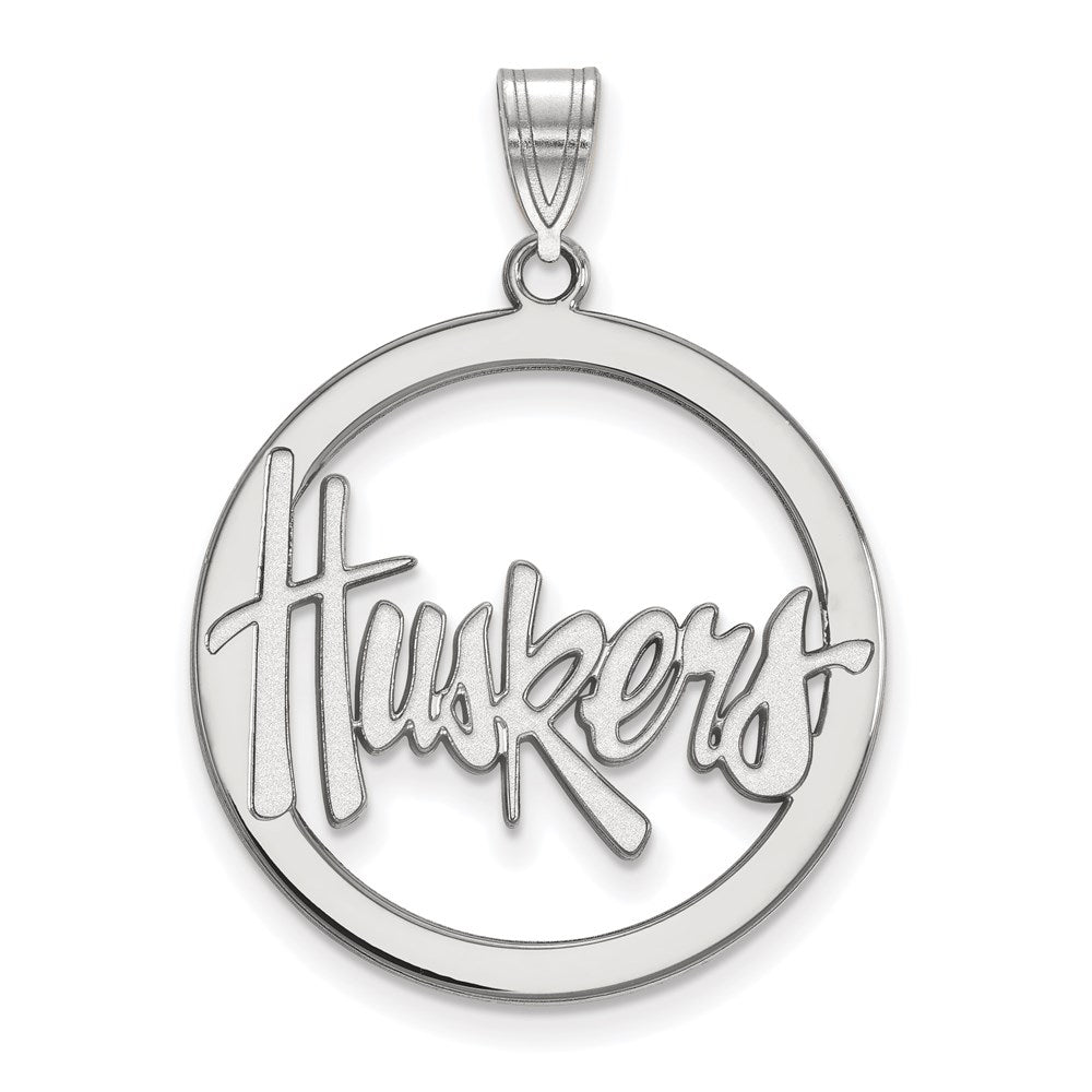Sterlingsilber Rhodiniert Logoart University Of Nebraska Huskers Groß Kreis Anhänger