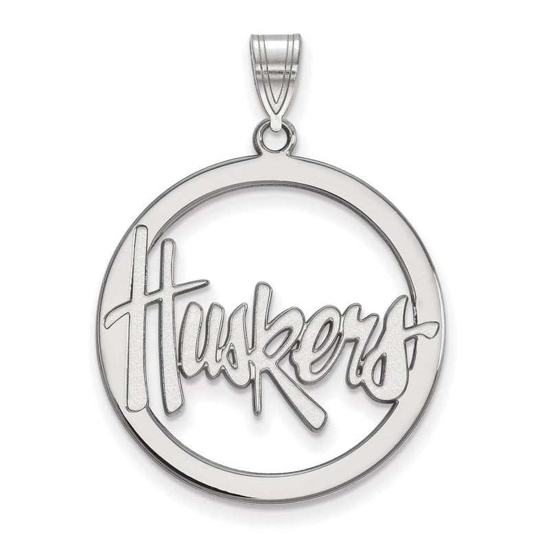 Sterlingsilber Rhodiniert Logoart University Of Nebraska Huskers Groß Kreis Anhänger