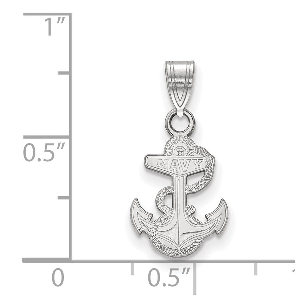 Sterlingsilber Rhodiniert Logoart Us Naval Akademie Anker Klein Anhänger