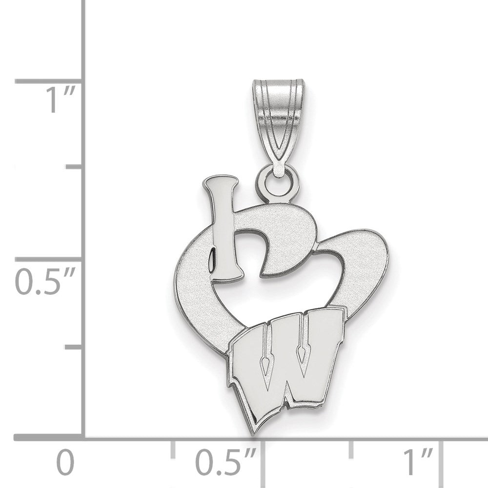 Sterlingsilber Rhodiniert Logoart University Of Wisconsin Groß I Herz Anhänger