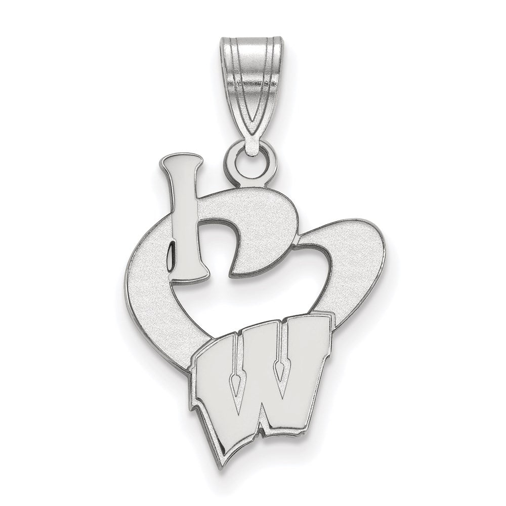 Sterlingsilber Rhodiniert Logoart University Of Wisconsin Groß I Herz Anhänger