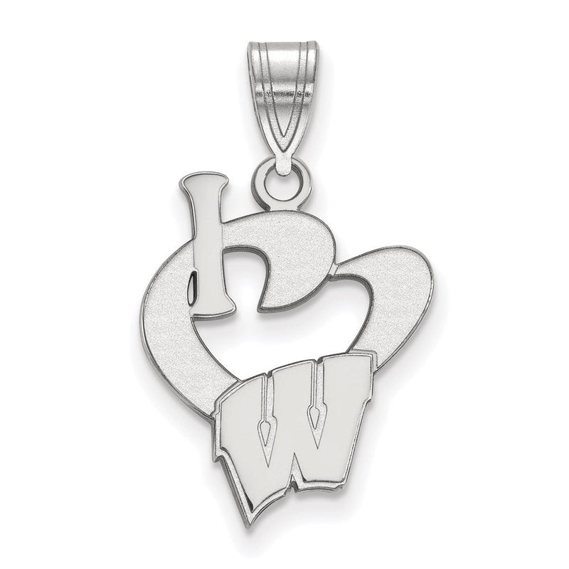 Sterlingsilber Rhodiniert Logoart University Of Wisconsin Groß I Herz Anhänger