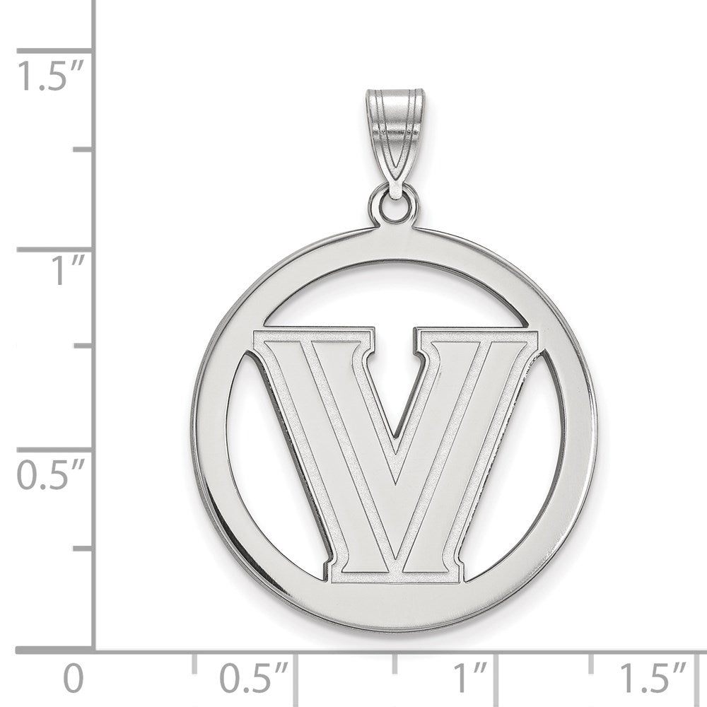 Sterlingsilber Rhodiniert Logoart Villanova University Buchstabe V Groß Kreis Anhänger