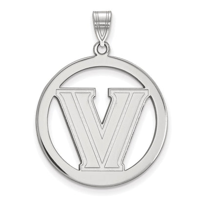 Sterlingsilber Rhodiniert Logoart Villanova University Buchstabe V Groß Kreis Anhänger