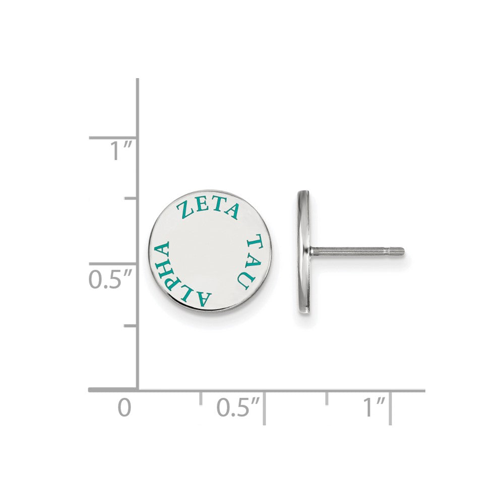 Sterlingsilber Rhodiniert Logoart Zeta Tau Alpha Sorority Text Farbe Emaille Ohrstecker