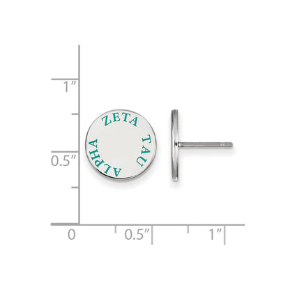 Sterlingsilber Rhodiniert Logoart Zeta Tau Alpha Sorority Text Farbe Emaille Ohrstecker