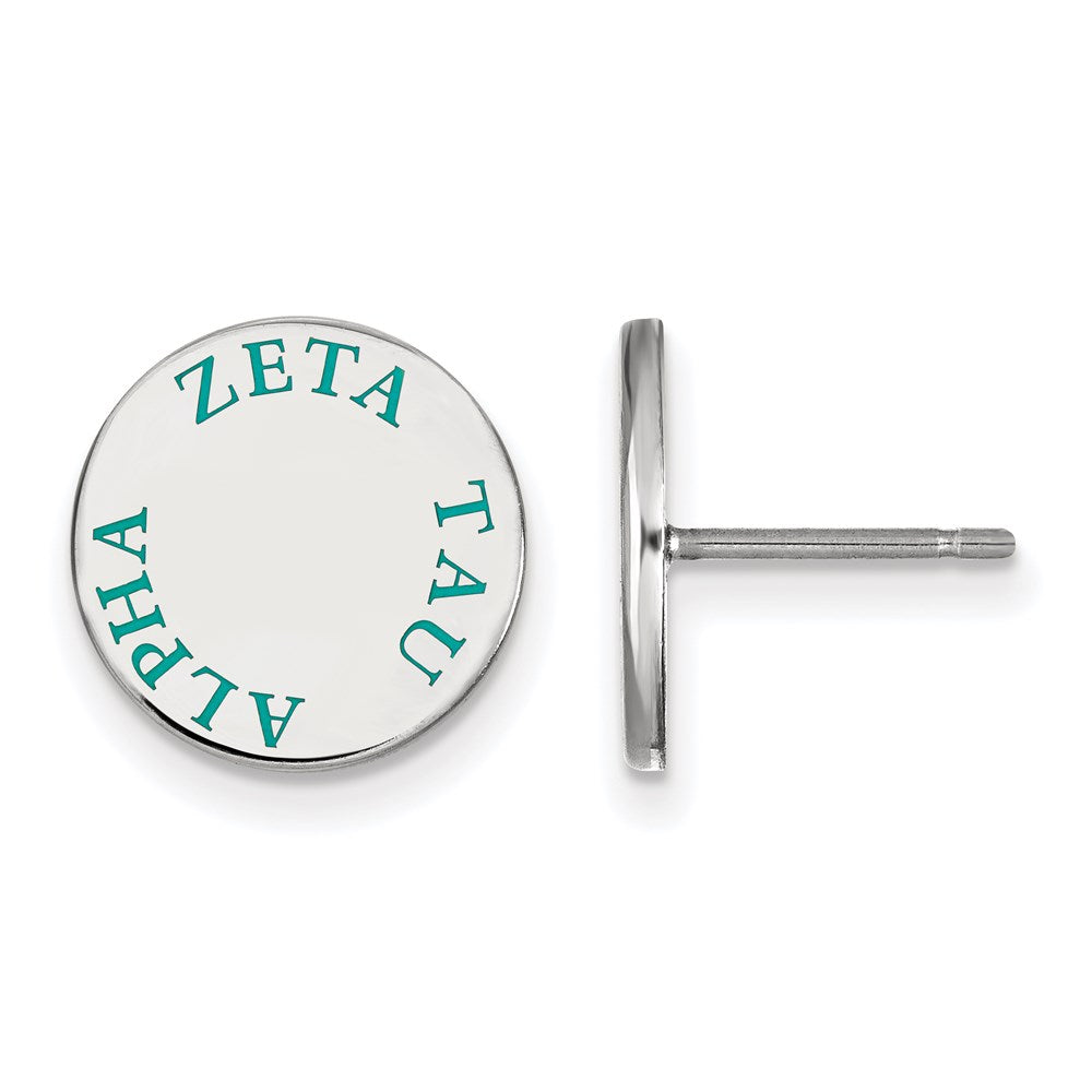 Sterlingsilber Rhodiniert Logoart Zeta Tau Alpha Sorority Text Farbe Emaille Ohrstecker