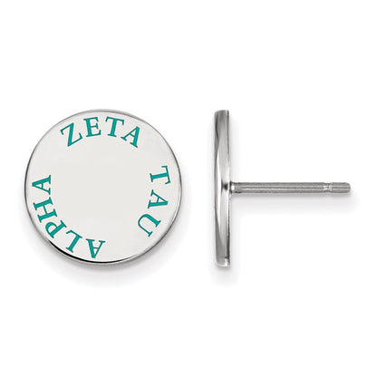 Sterlingsilber Rhodiniert Logoart Zeta Tau Alpha Sorority Text Farbe Emaille Ohrstecker