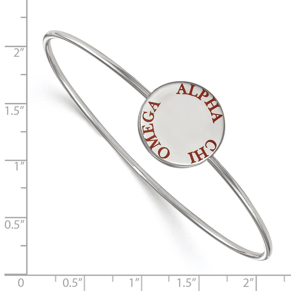 Sterlingsilber Rhodiniert Logoart Alpha Chi Omega Emailliert Schieber auf Armreif Armband