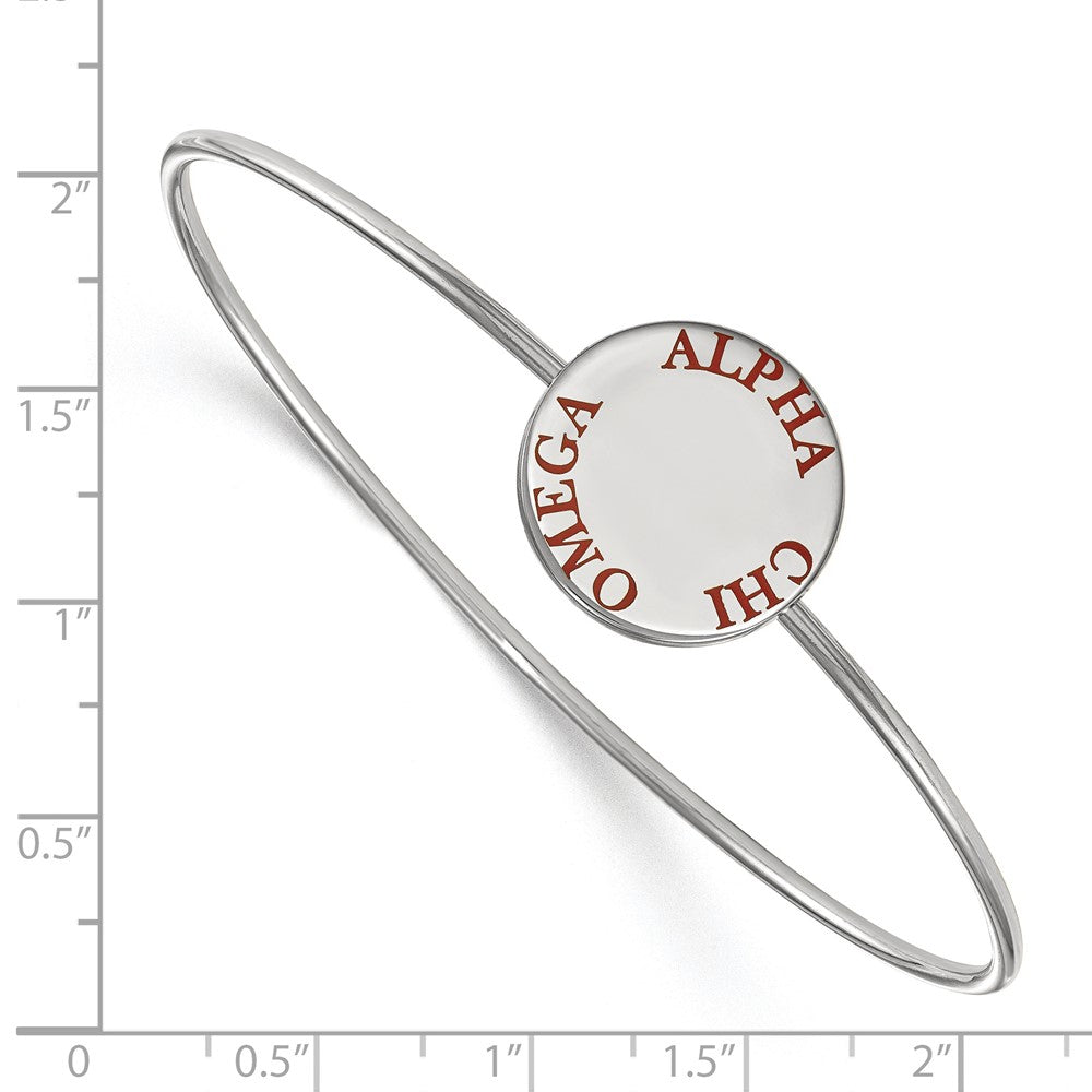 Sterlingsilber Rhodiniert Logoart Alpha Chi Omega Emailliert Schieber auf Armreif Armband