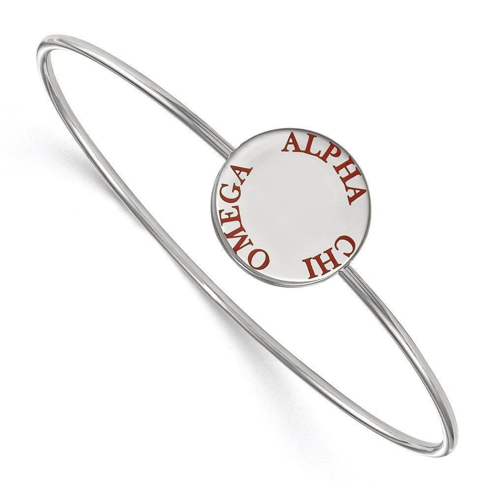 Sterlingsilber Rhodiniert Logoart Alpha Chi Omega Emailliert Schieber auf Armreif Armband