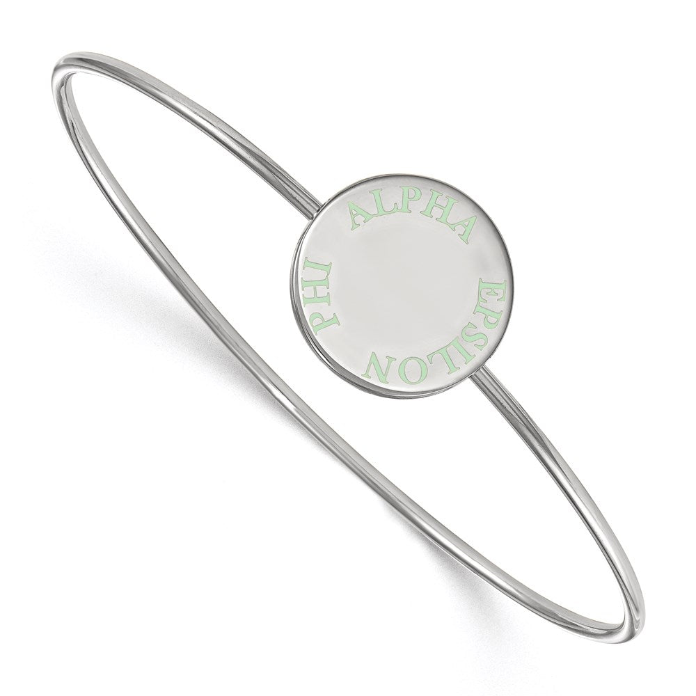 Sterlingsilber S. Rhodiniert Logoart Alpha Epsilon Phi Emailliert Schieber auf Armreif Armband
