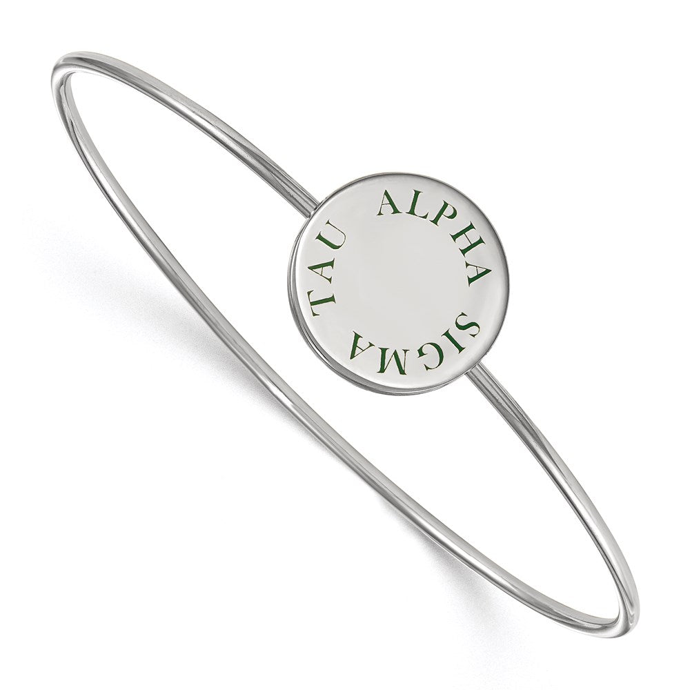 Sterlingsilber Rhodiniert Logoart Alpha Sigma Tau Emailliert Schieber auf Armreif Armband