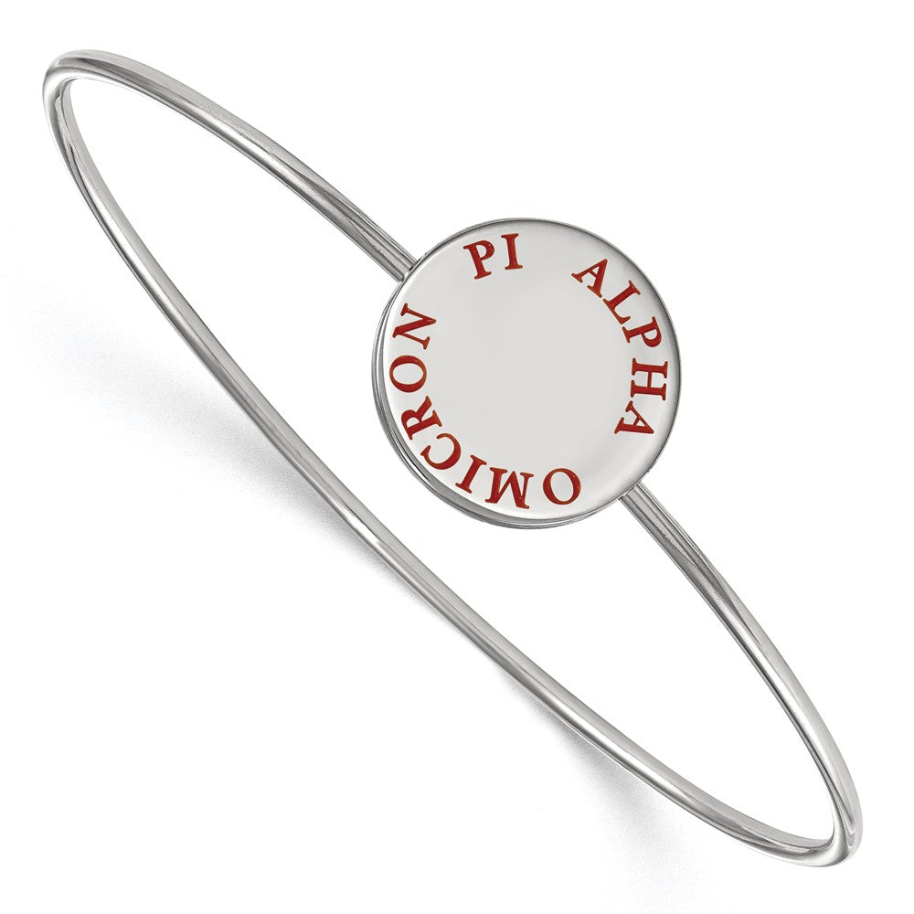 Sterlingsilber S. Rhodiniert Logoart Alpha Omicron Pi Emailliert Schieber-on Armreif