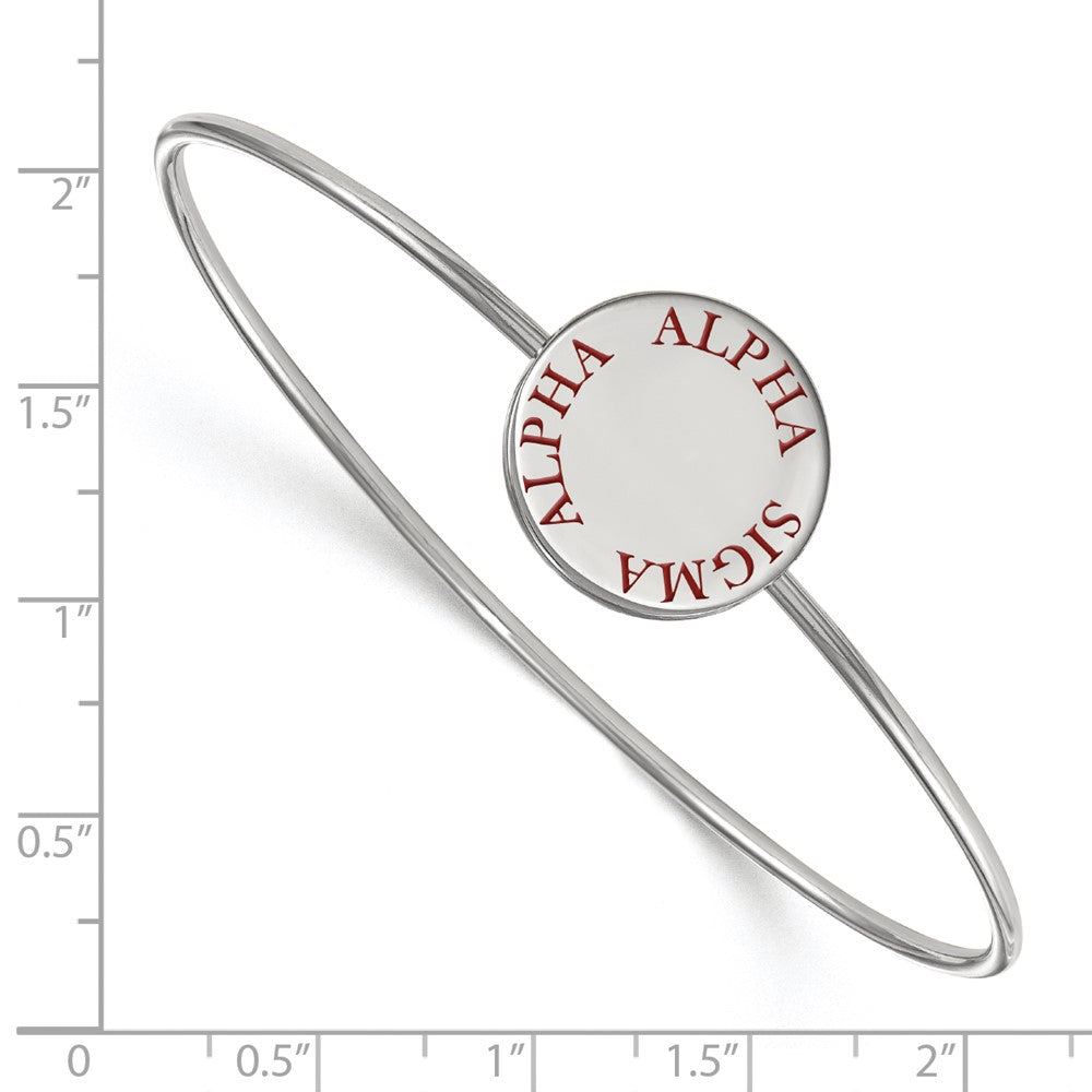 Sterlingsilber S. Rhodiniert Logoart Alpha Sigma Emailliert Schieber auf Armreif Armband