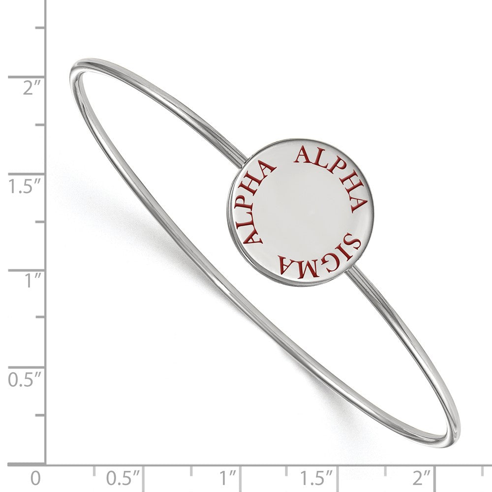 Sterlingsilber S. Rhodiniert Logoart Alpha Sigma Emailliert Schieber auf Armreif Armband
