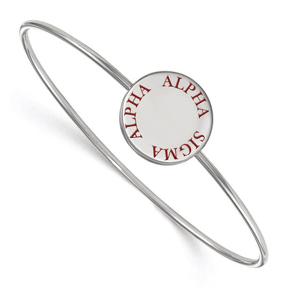 Sterlingsilber S. Rhodiniert Logoart Alpha Sigma Emailliert Schieber auf Armreif Armband