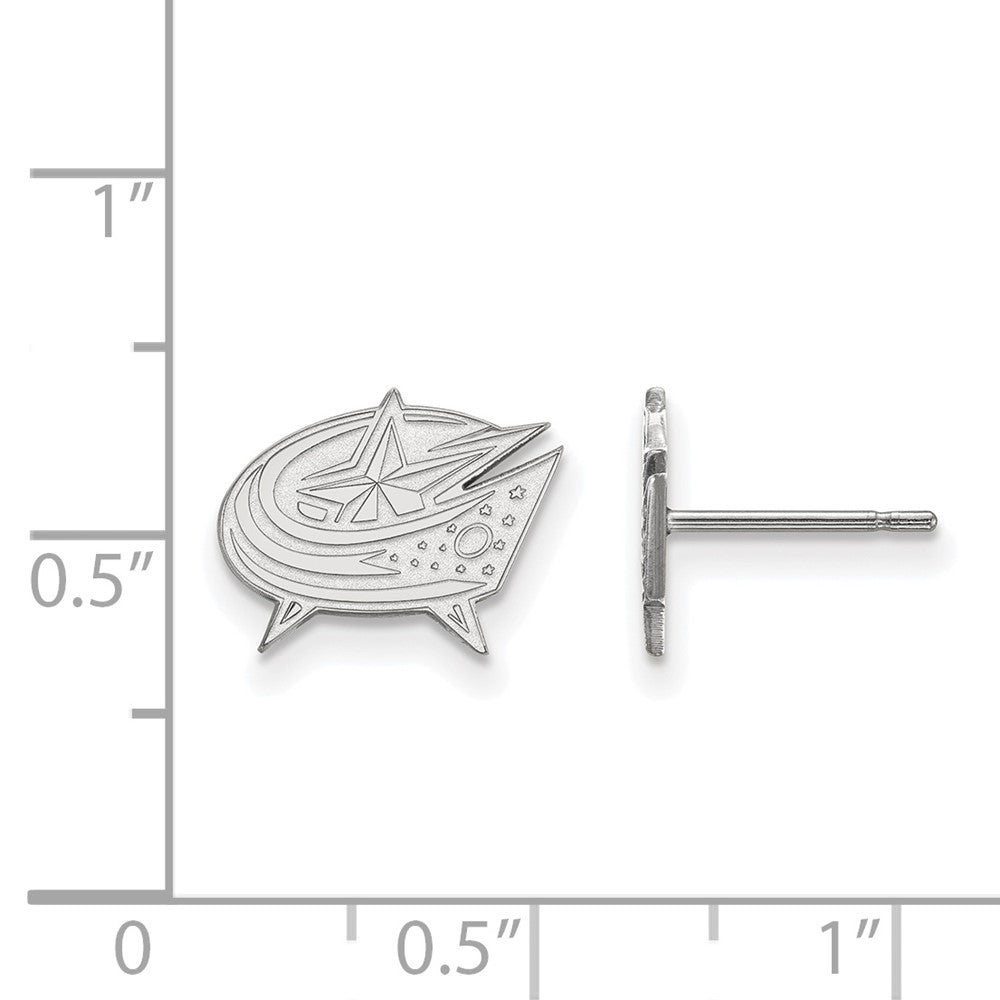 Sterlingsilber Rhodiniert Nhl Logoart Columbus Blau Jacken Extra Klein Ohrstecker