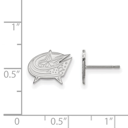 Sterlingsilber Rhodiniert Nhl Logoart Columbus Blau Jacken Extra Klein Ohrstecker