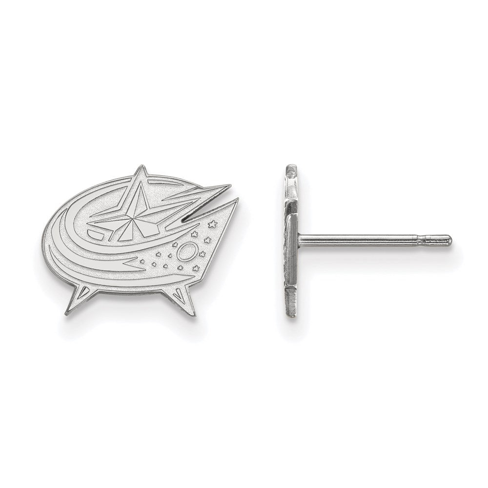 Sterlingsilber Rhodiniert Nhl Logoart Columbus Blau Jacken Extra Klein Ohrstecker