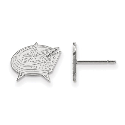 Sterlingsilber Rhodiniert Nhl Logoart Columbus Blau Jacken Extra Klein Ohrstecker
