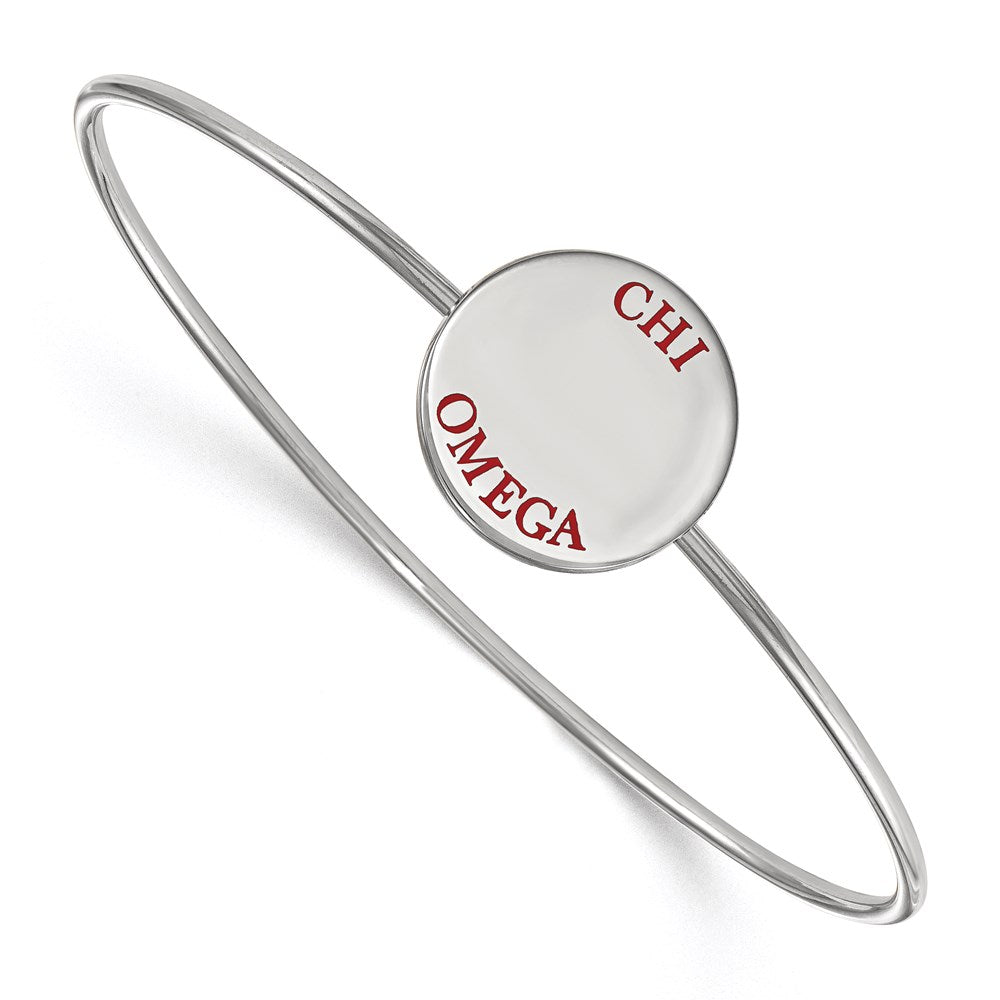 Sterlingsilber Rhodiniert Logoart Chi Omega Emailliert Schieber auf Armreif Armband