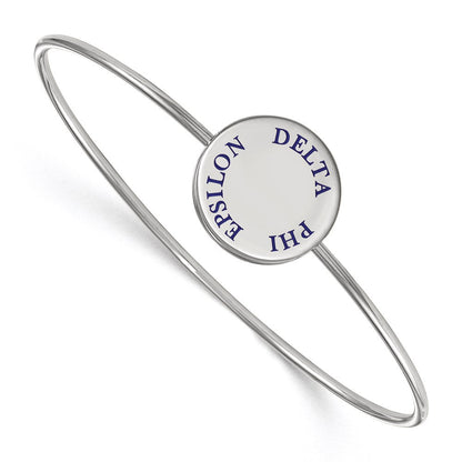 Sterlingsilber S. Rhodiniert Logoart Delta Phi Epsilon Emailliert Schieber auf Armreif Armband
