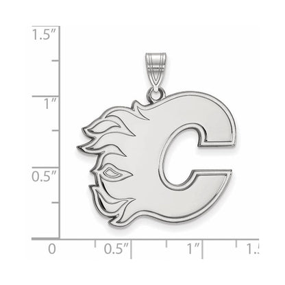 10K Weißgold Nhl Logoart Calgary Flames Buchstabe C Extra Groß Anhänger