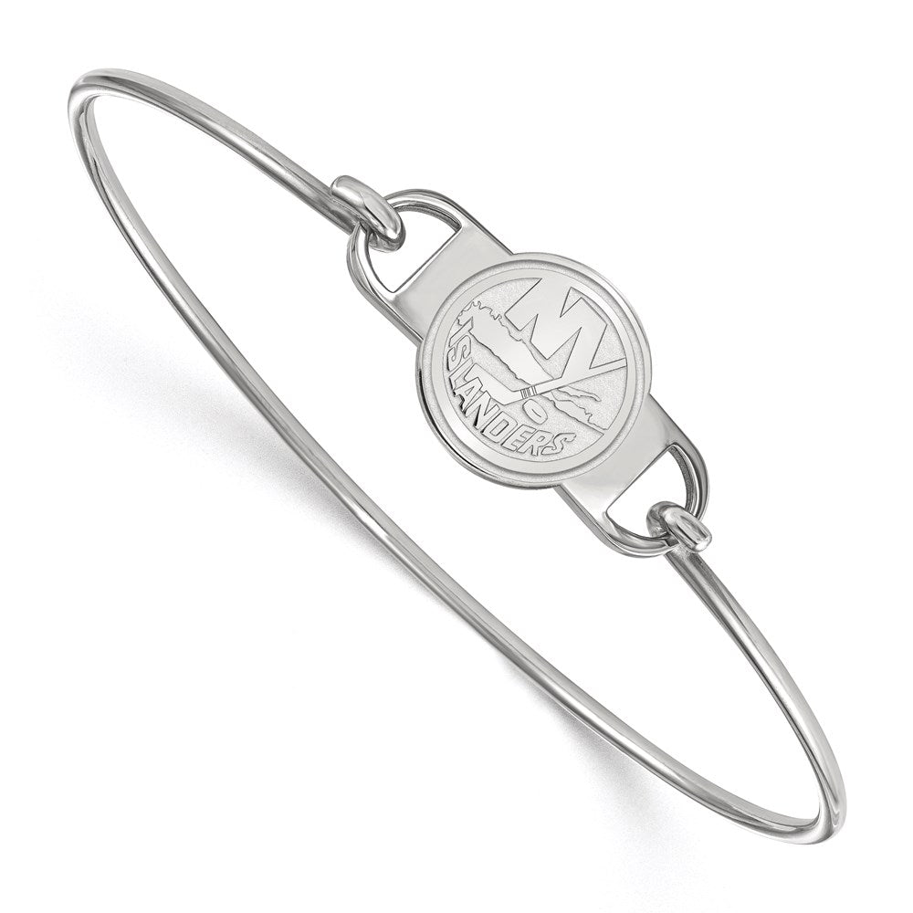 Sterlingsilber Rhodiniert Nhl Logoart New York Islanders Klein Mittig 7 Zoll Draht Armreif