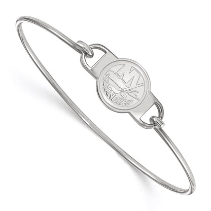 Sterlingsilber Rhodiniert Nhl Logoart New York Islanders Klein Mittig 7 Zoll Draht Armreif