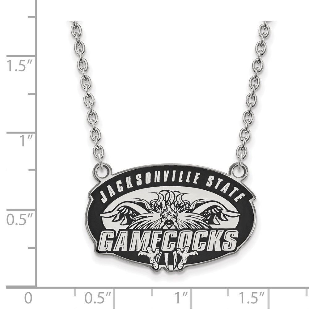 Sterlingsilber Rhodiniert Logoart Jacksonville State U. Groß Emailliert Anhänger 18 Zoll Halskette