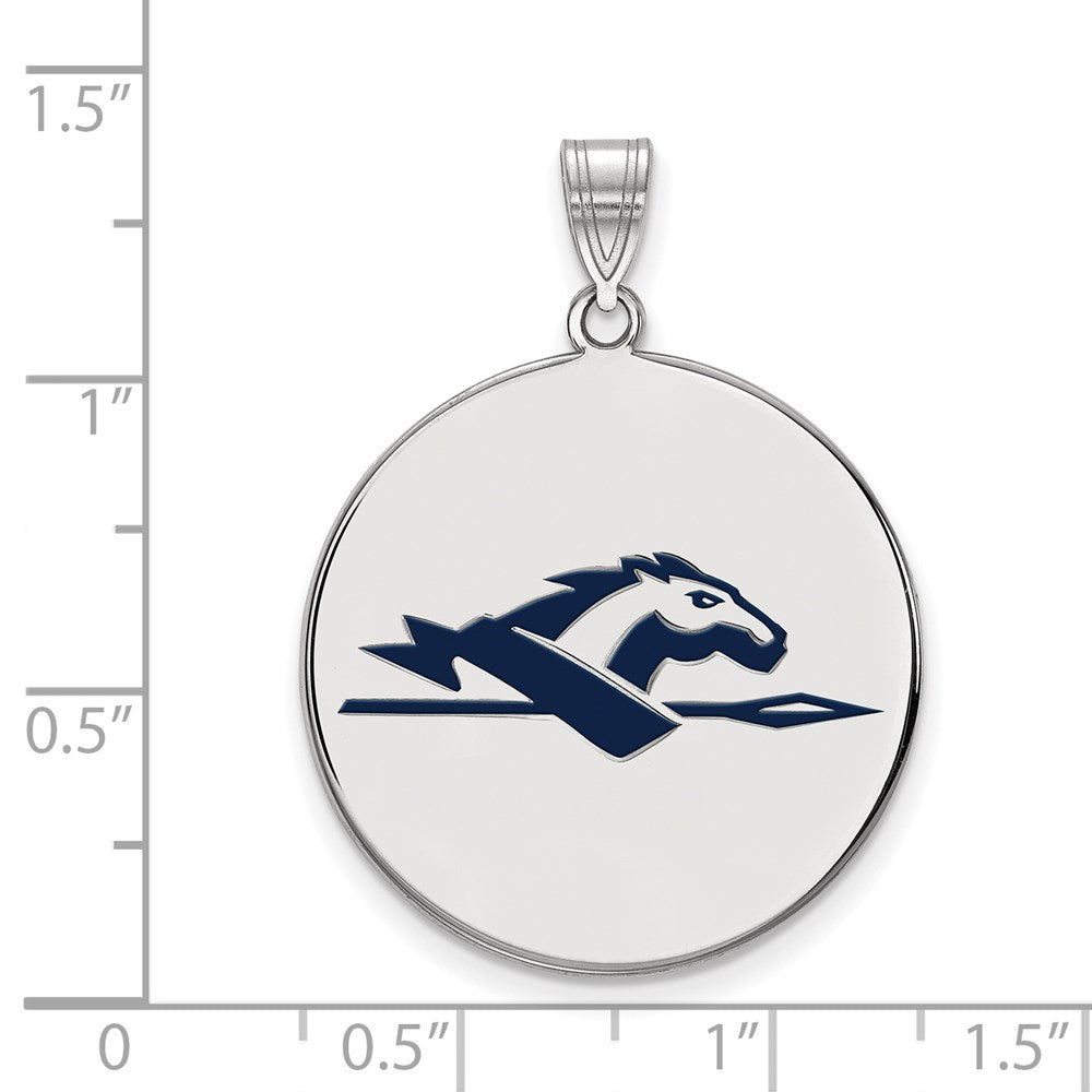 Sterlingsilber Rhodiniert Logoart Longwood University Pferd Extra Groß Emailliert Plättchen Anhänger