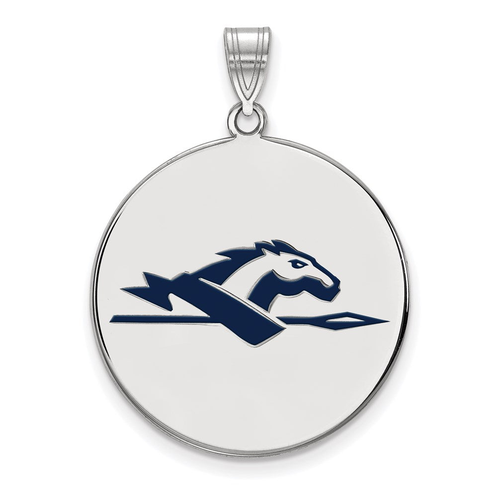 Sterlingsilber Rhodiniert Logoart Longwood University Pferd Extra Groß Emailliert Plättchen Anhänger