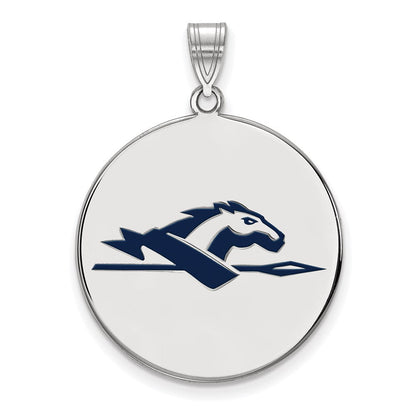 Sterlingsilber Rhodiniert Logoart Longwood University Pferd Extra Groß Emailliert Plättchen Anhänger