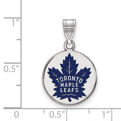Sterlingsilber Rhodiniert Nhl Logoart Toronto Maple Leafs Mittel Emailliert Plättchen Anhänger