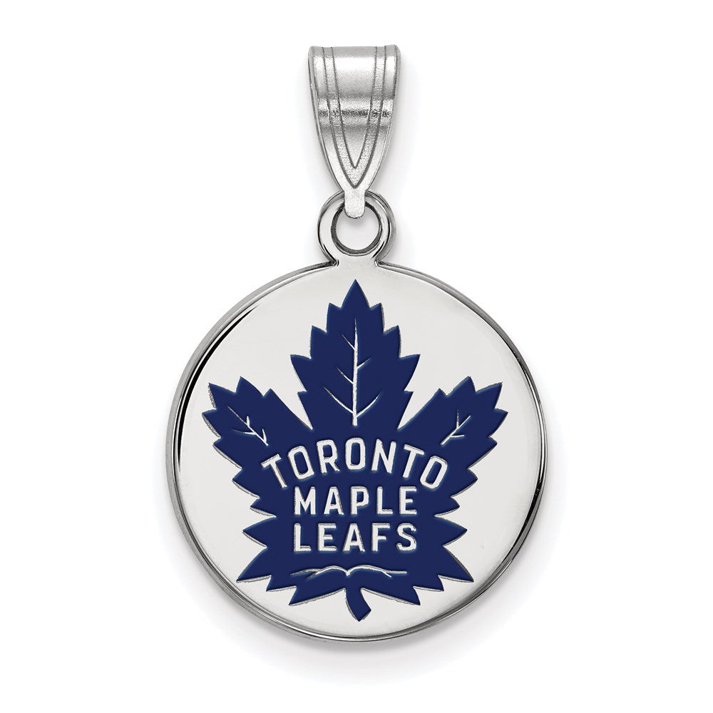 Sterlingsilber Rhodiniert Nhl Logoart Toronto Maple Leafs Mittel Emailliert Plättchen Anhänger