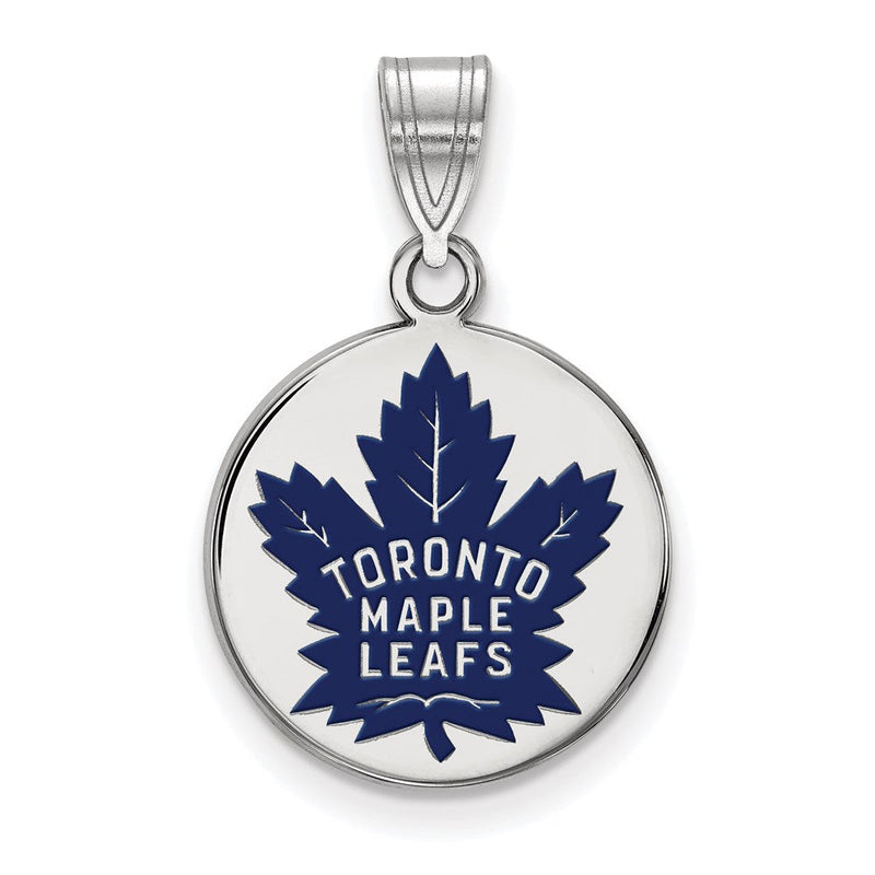Sterlingsilber Rhodiniert Nhl Logoart Toronto Maple Leafs Mittel Emailliert Plättchen Anhänger