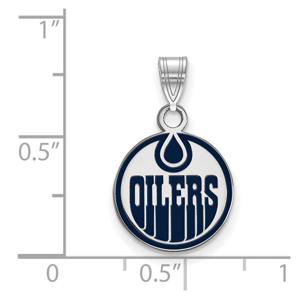 Sterlingsilber Rhodiniert Nhl Logoart Edmonton Oilers Klein Emailliert Anhänger