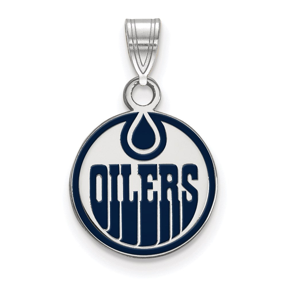 Sterlingsilber Rhodiniert Nhl Logoart Edmonton Oilers Klein Emailliert Anhänger
