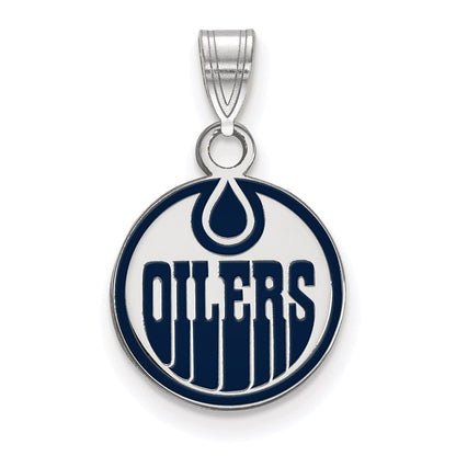 Sterlingsilber Rhodiniert Nhl Logoart Edmonton Oilers Klein Emailliert Anhänger