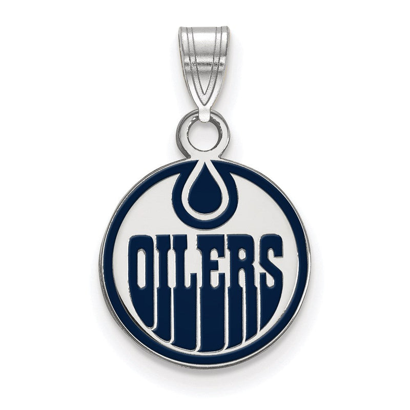 Sterlingsilber Rhodiniert Nhl Logoart Edmonton Oilers Klein Emailliert Anhänger