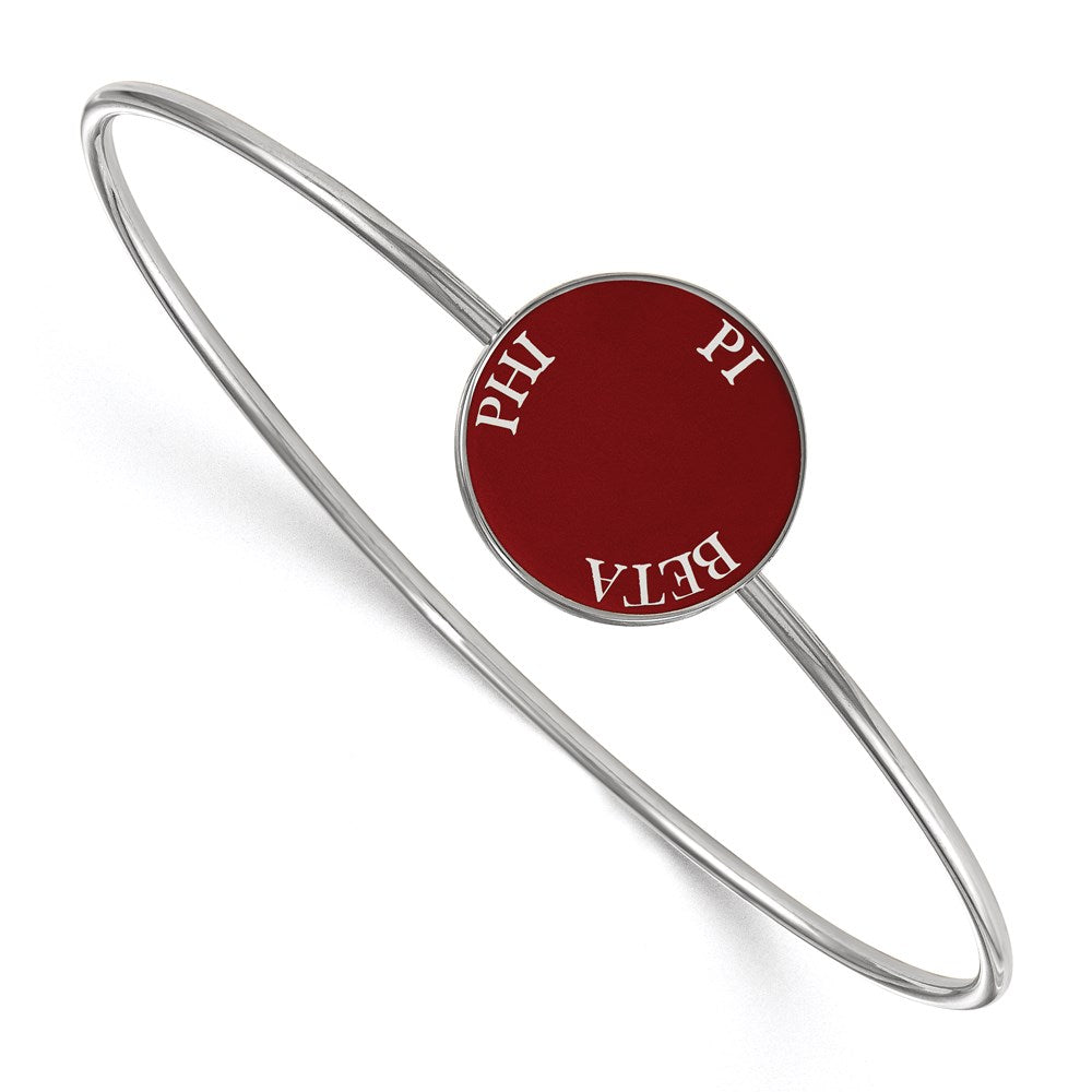 Sterlingsilber Rhodiniert Logoart Pi Beta Phi Emailliert Schieber auf Armreif Armband