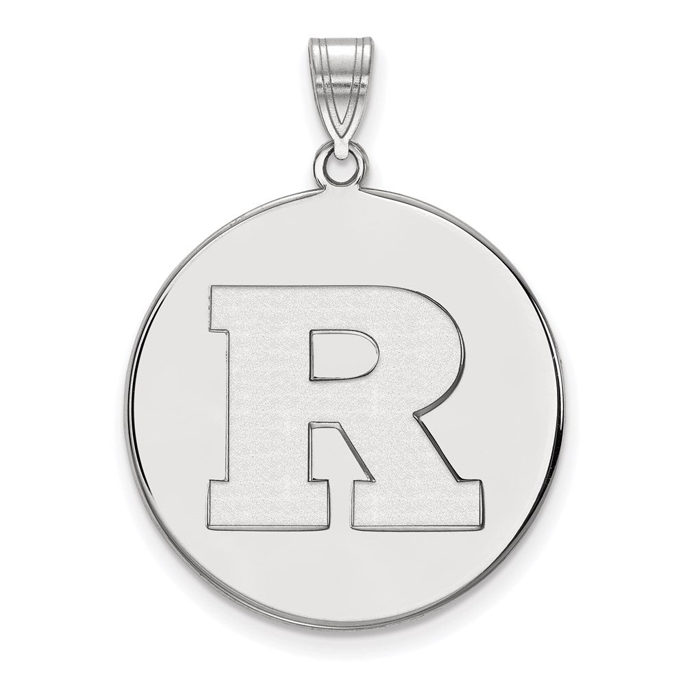 10K Weißgold Logoart Rutgers University Buchstabe R Extra Groß Plättchen Anhänger