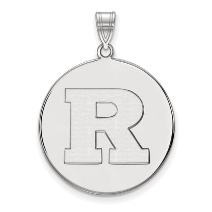 10K Weißgold Logoart Rutgers University Buchstabe R Extra Groß Plättchen Anhänger