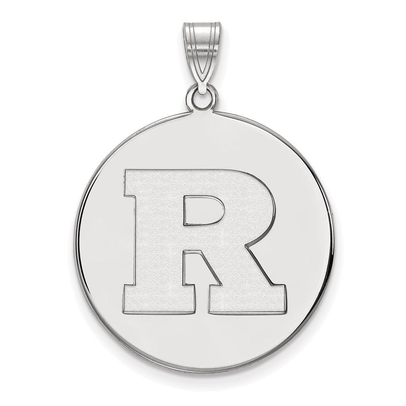 Sterlingsilber Rhodiniert Logoart Rutgers University Buchstabe R Extra Groß Plättchen Anhänger