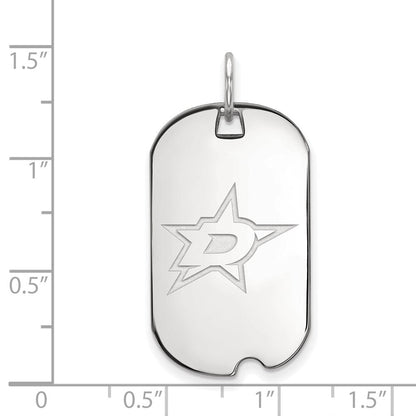 Sterlingsilber Rhodiniert Nhl Logoart Dallas Sterne Klein Erkennungsmarke Anhänger