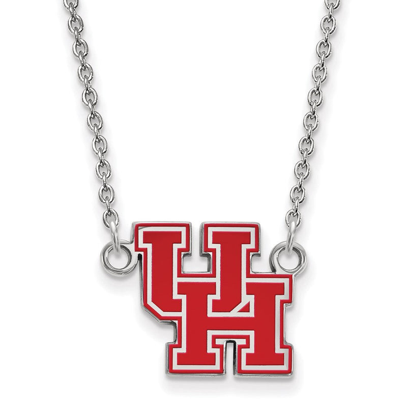 Sterlingsilber Rhodiniert Logoart University Of Houston U H Klein Emailliert Anhänger 18 Zoll Halskette